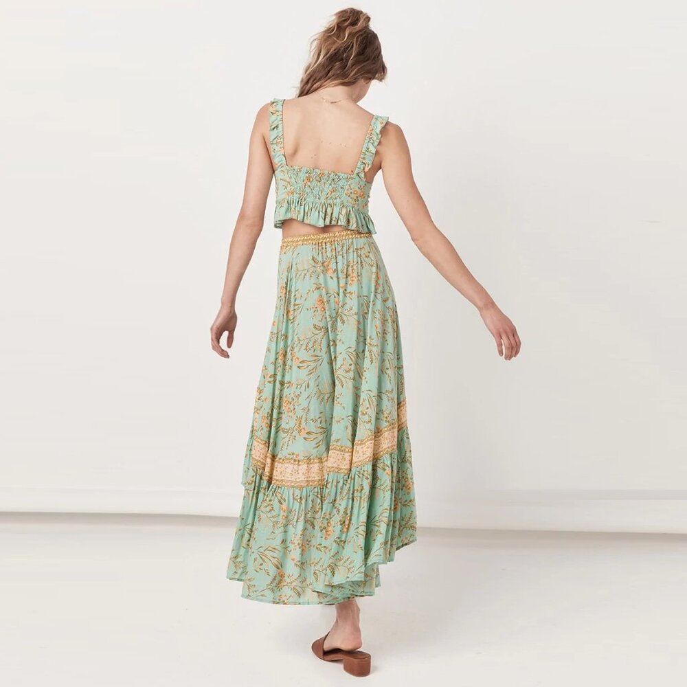 Spell High Low Skirt in Aqua and Beige - Picture 6 of 16